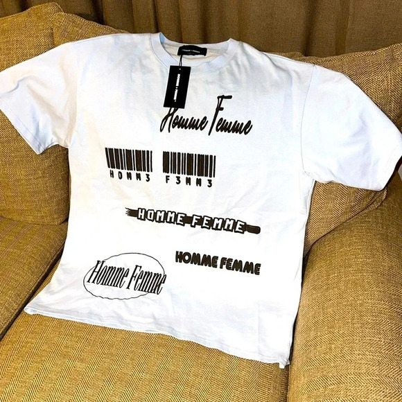 NWT HOMME + FEMME™️ short sleeve t-shirt SIZE XL Blue Color Designer Luxury - Picture 2 of 7